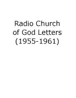 Radio Church of God Letters (1955-61)